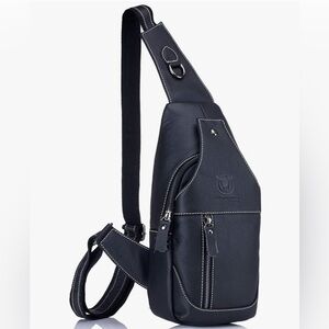 Stylish Black Leather Belt Bag for Men from BullCaptain
